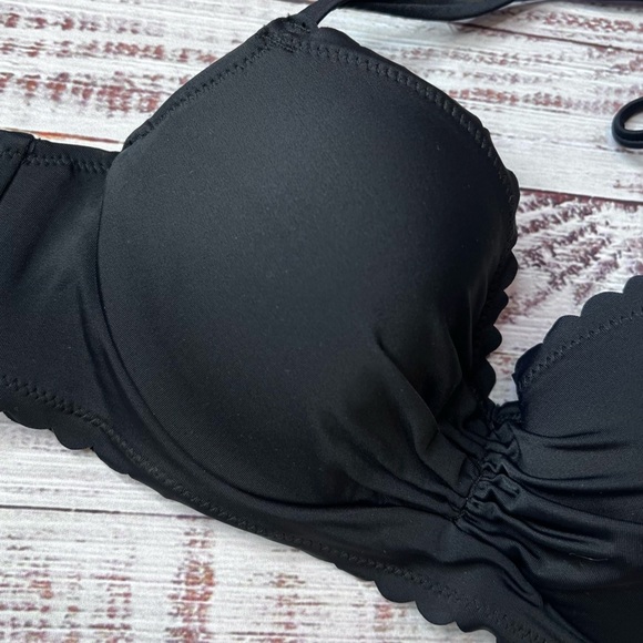 NWOT Black Scalloped Bikini Swim Top 32B - Picture 5 of 5